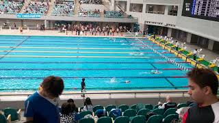 55歳区分で長水100フリで自己ベスト(1分8秒5)！！5コース石原さん