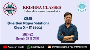 CBSE | Class X | IT (402) | Board Paper Solutions | Term I | 2021-22
