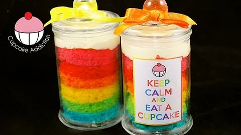 Make a Rainbow Layer Cake IN A JAR! A Cupcake Addiction How To Tutorial
