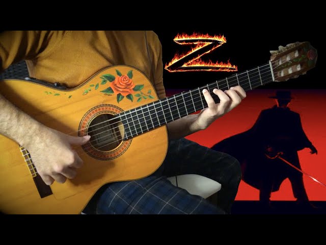 『The Mask of Zorro』meets flamenco gipsy guitarist [fingerstyle acoustic movie theme guitar cover] class=
