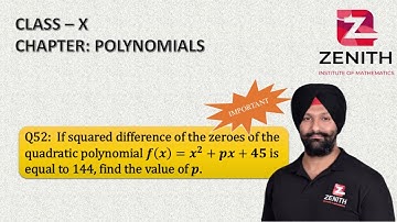 If squared difference of the zeroes of the quadratic polynomial f(x)=x^2+px+45 is equal to 144,.....