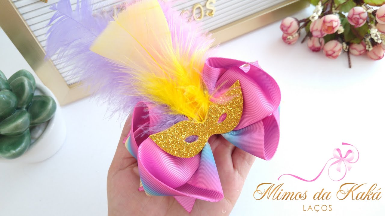 Laço Carnaval #Folia-Diy Ribbon Bow-Kaká Magalhães - YouTube