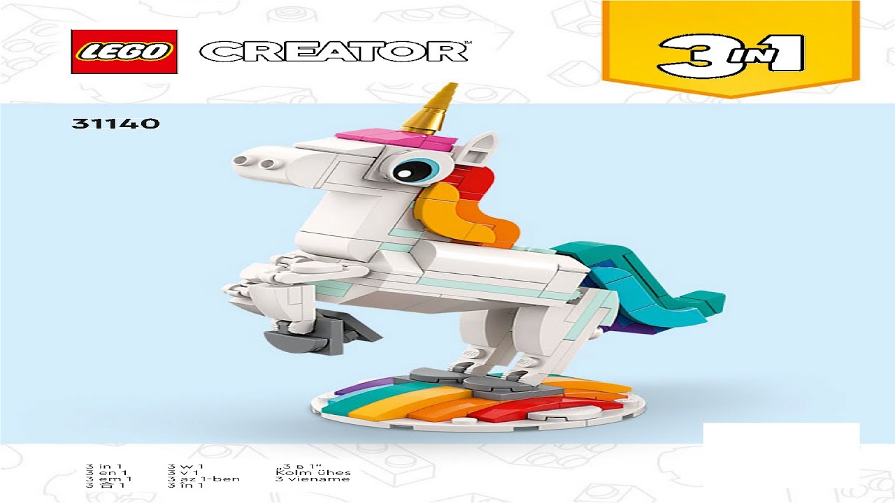 Lego Instructions Creator 31140 Magical Unicorn Book 1 Youtube 