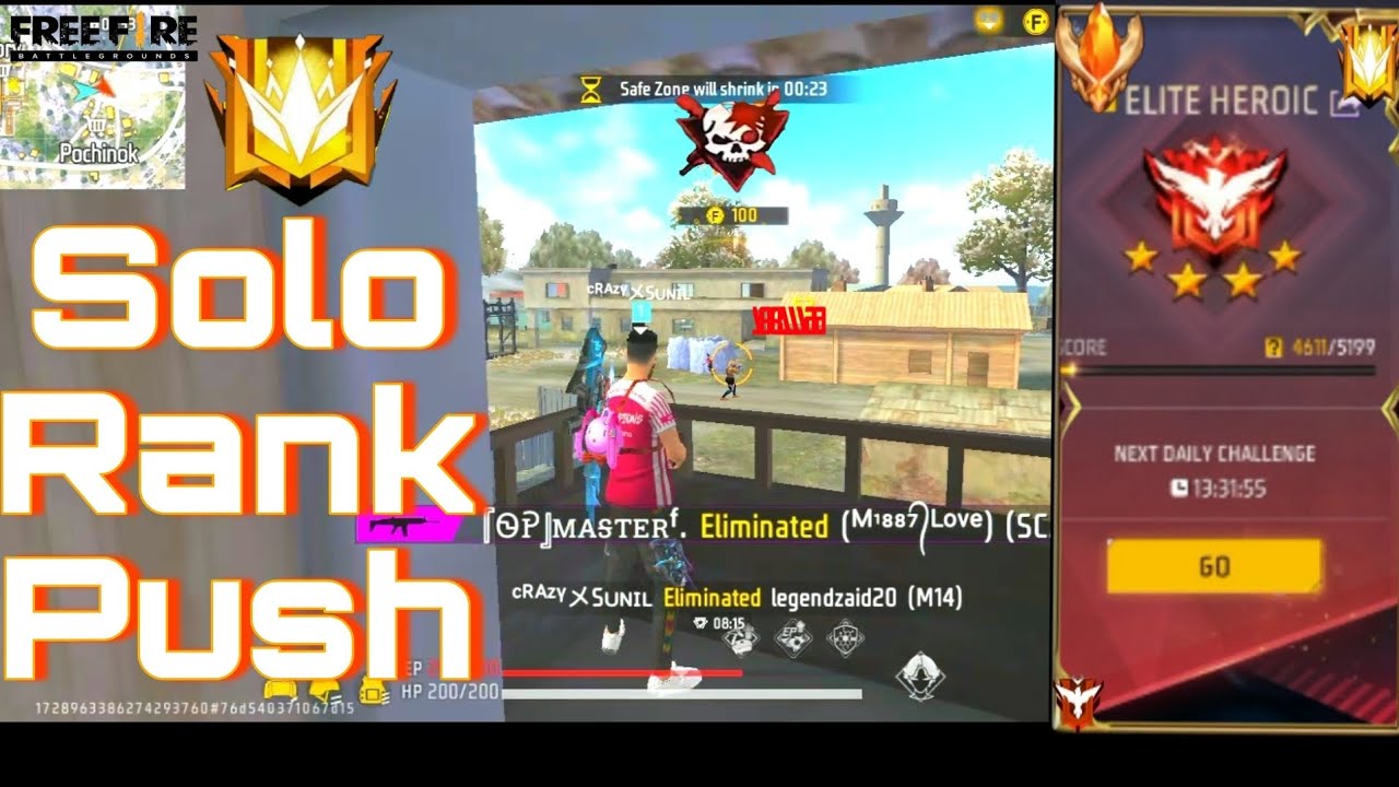 Free Fire Solo Rank Push | Win Every Ranked Matcs | How To Push Rank In ...