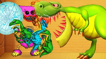 Eggs Dino vs Dino T-rex vs Kissy Missy - Huggy Wuggy | Kick The Buddy #22