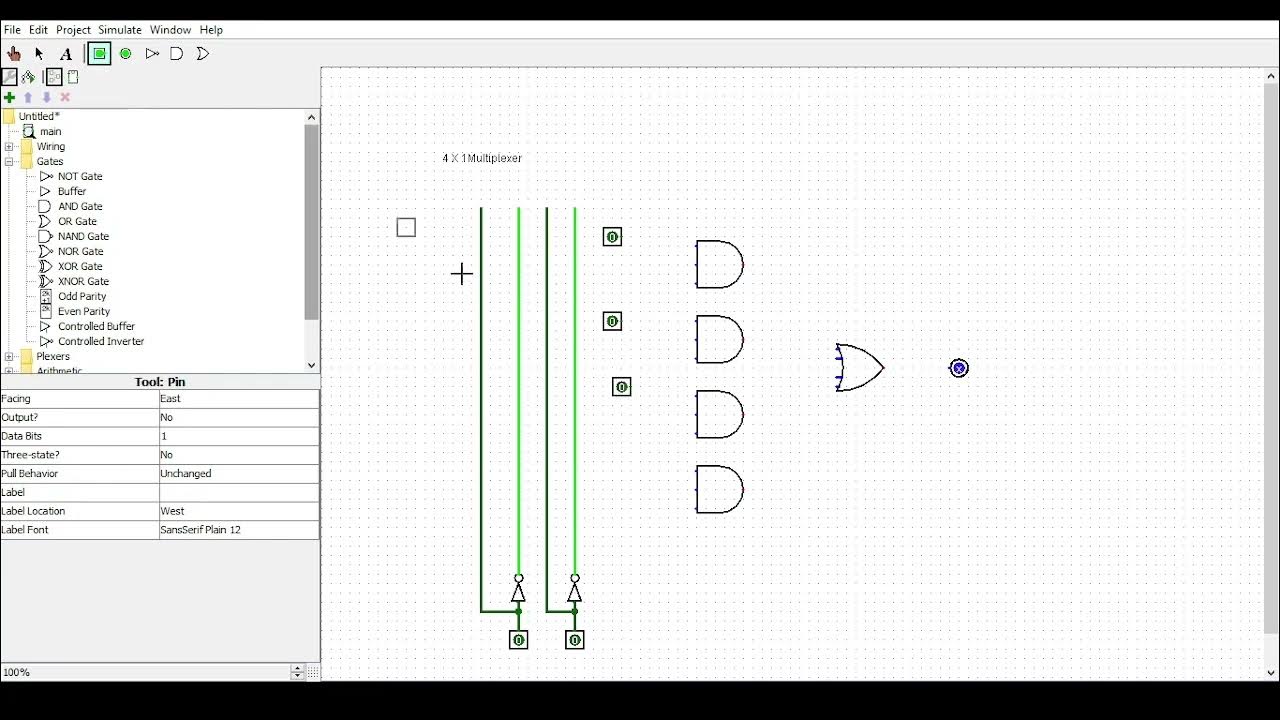 Design of 4 x 1 Multiplexer using Logisim YouTube