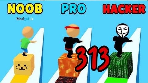 NOOB vs PRO vs HACKER in Cube Surfer ❤️ All Levels Gameplay