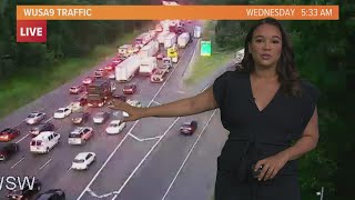 Crash involving 3 tractor trailers causes delays on I-95 in Maryland