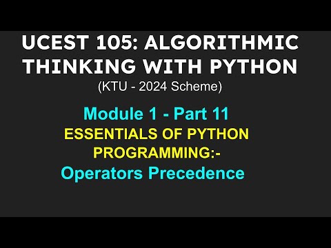 A T P |  Module 1| Part  11 | Operator Precedence