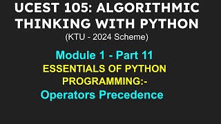 A T P |  Module 1| Part  11 | Operator Precedence