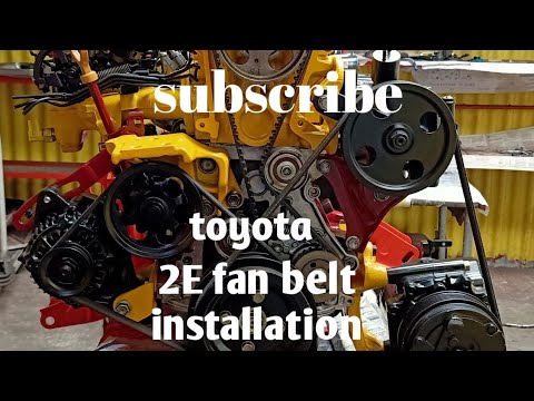 how to replace fan belt of toyota 2E engine - YouTube