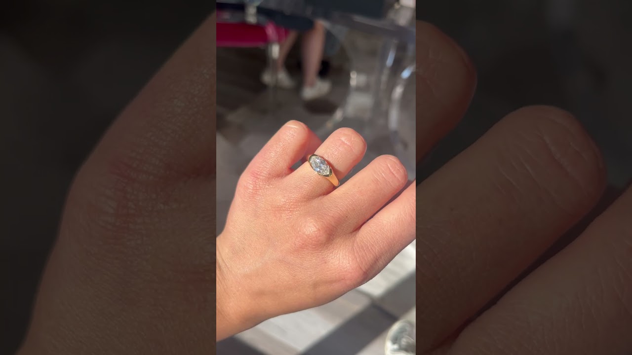 1.53ct Moval Cut Diamond Half-Bezel Solitaire, GIA F