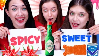 ASMR Spicy VS Sweet Food Challenge | Mukbang By LiLiBu