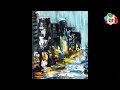 Learn to paint Pallet knife Abstract Rainy Day City Street Acrylic Painting on Canvas