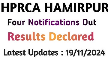 HPRCA HAMIRPUR Latest Notifications Out | Result Declared| Reject List out| 19/11/2024