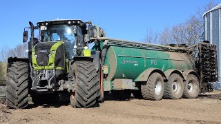 Claas Axion 960 working in the field injecting slurry w/ Samson PG25 HWD | Manure 2020 | DK Agri