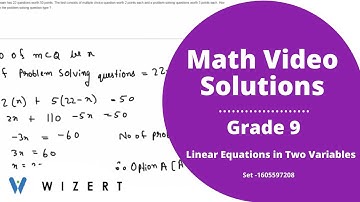 Grade 9 Math Problems - Linear Equations In Two Variables problems for Grade 9  - Set 1605597208