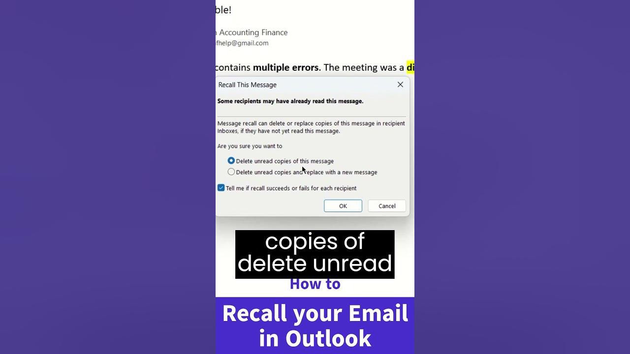 how-to-recall-sent-email-in-outlook-youtube