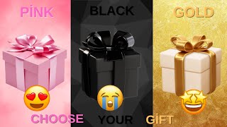 🔥Choose your gift 💜🖤🧡 3 gift box challenge, Pink Black & Gold🤩 #pickonekickone #giftboxchallenge 2