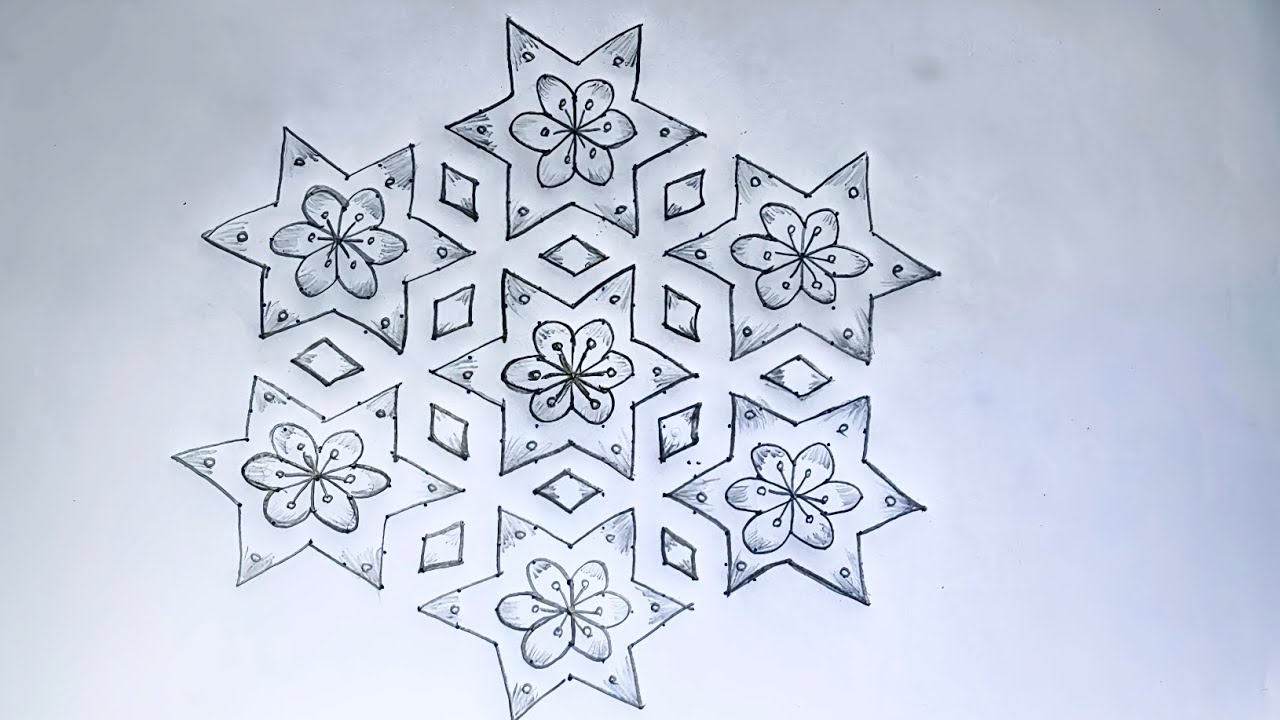 19*10 big Star ⭐⭐✨ rangoli drawing 
