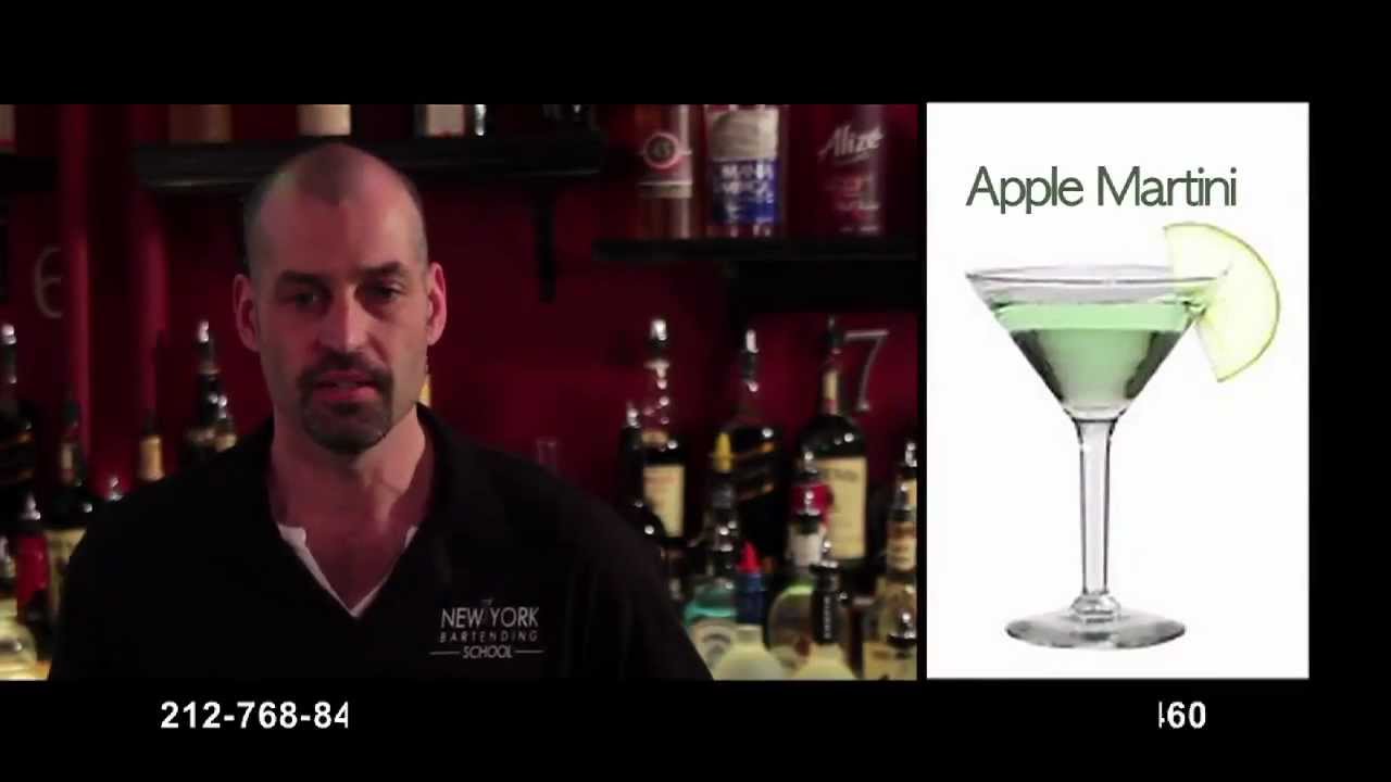 New York Bartending School- How to Make an Apple Martini