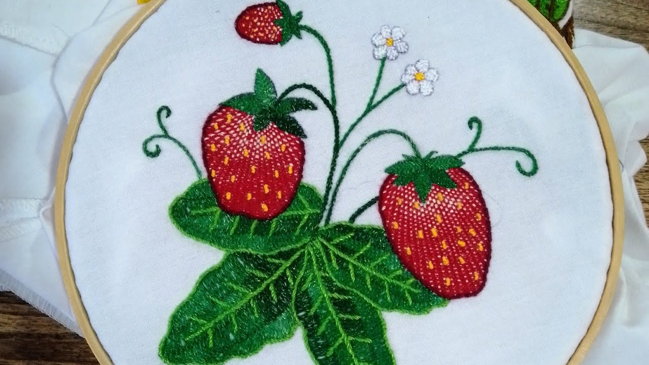 Bordado para fresas🍓🍓 !!! super fácil y muy vistosa te encantará 🧵🧶