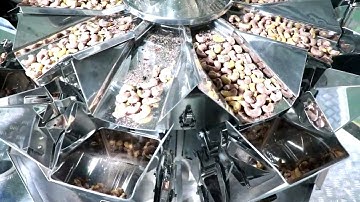 Nuts jars filling liquid N2 gas flushing sealing line with sterilizer tunnel llenador de frascos
