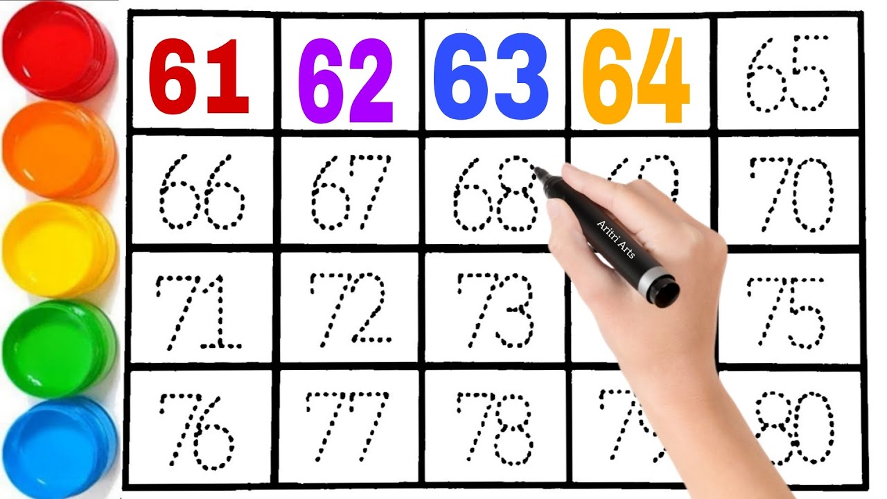 Число от 61 до 80 // 61 62 63 Цвет числа // название цвета // фонетический звук // Искусство Аритри