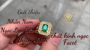 GiviGems | Nhẫn nam Ngoc Lục Bảo thiên nhiên Facet chất ngọc tuyệt đẹp