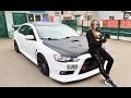 БЕЗУМНО КРАСИВАЯ  ДЕВУШКА  . БРУТАЛЬНЫЙ  Mitsubishi Lancer Evolution X . ЗАДУЛИ 2 БАРА НА Е85 ...