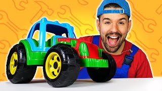 Il trattore guida male. Il meccanico dei giocattoli lo aggiusta! Video educativo per bambini