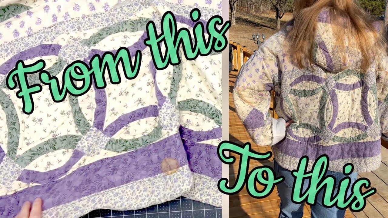 Vintage Quilt Rescue - Cozy Stylish Hooded Jacket, Pockets, Easy
