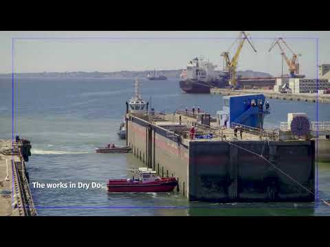 Port de Brest – Réparation navale : carénage du bateau-porte de la forme 3