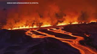 Lava bursts water pipe, flows over road after Icelandic eruption