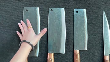 06/08/2022: Bộ dao bếp truyền thống của Phúc Sen. Dao làm từ nhíp xe. Hotline 0981.583.598