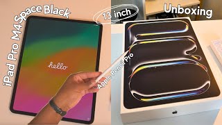 M4 iPAD PRO 13” SPACE BLACK UNBOXING with APPLE PENCIL PRO (Review, Setup, Tips & Tricks)