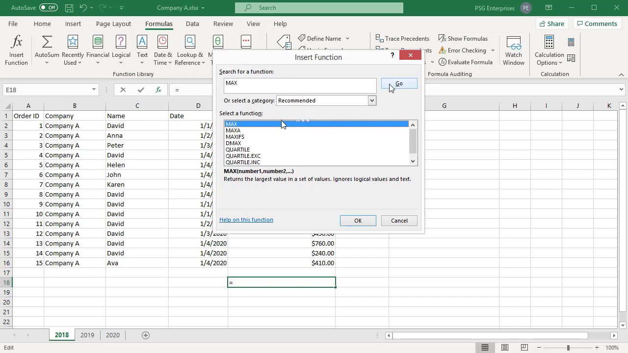 how-to-use-insert-function-dialogue-box-to-enter-formulas-in-excel-office-365-youtube