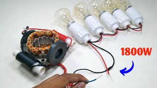 1800W Electricity Generator How To Make 220V Free Energy With Fan Capacitor Magnet At Home