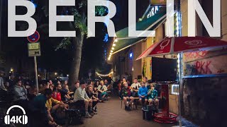 🇩🇪 Berlin Kreuzberg Night Walk 4K summer 2021, Football game UEFA, ASMR 3D sounds