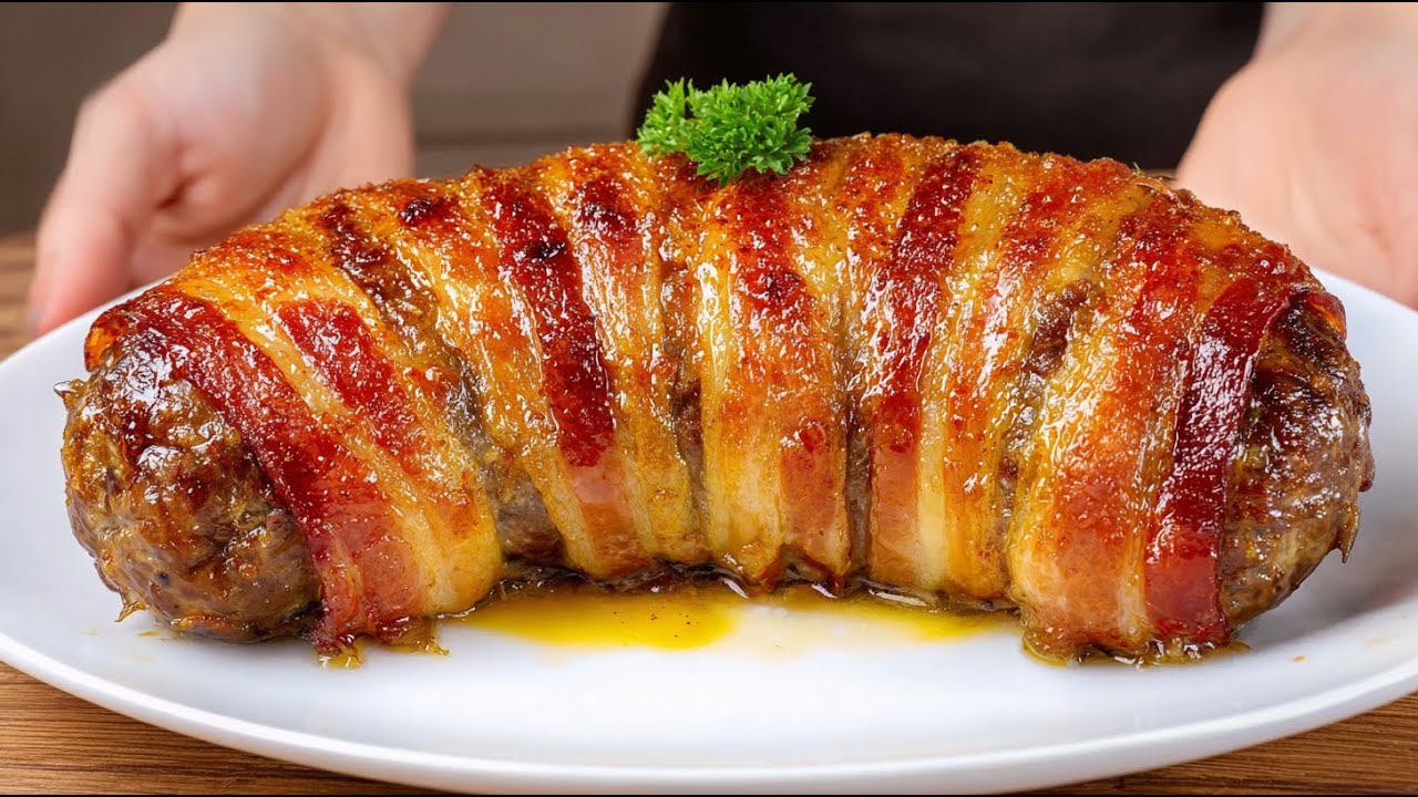 Фаршированная рулет из духовки – в беконной обертке такая сочная!