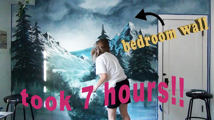 following a bob ross tutorial on my bedroom wall! ...