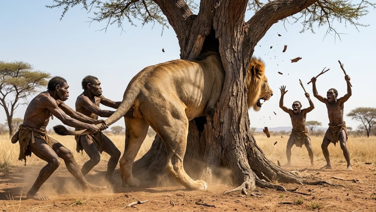 Life Millions of Years Ago |Primitive Man Saves a Trapped Lion