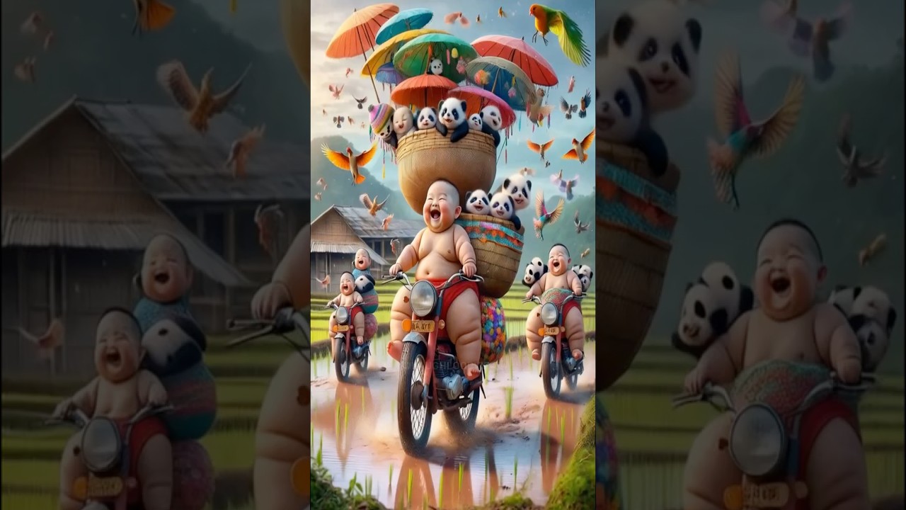 Panda Riders on Rainbow Road! 🛵🐼🌈 