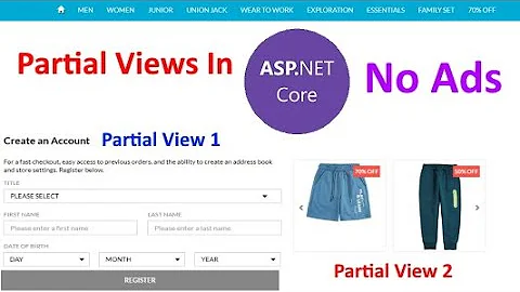 Partial Views in asp net core