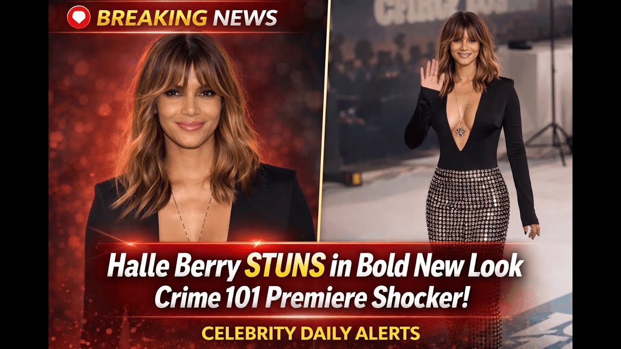 Halle Berry Defies Aging in Plunging Black Bodysuit & Bejeweled Skirt at Crime 101 Premiere