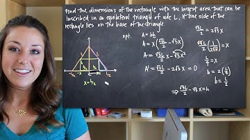 Dimensions of the rectangle with largest area inscribed in an equilateral triangle (KristaKingMath)