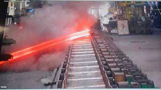 Steel beam comes out of the roll line
