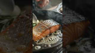 Cooking salmon with spit of lemon