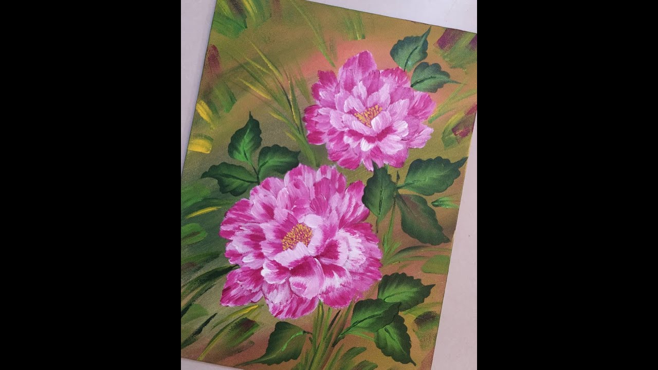 How To Paint Peony Flowers Technique 1 Simple Acrylic Painting