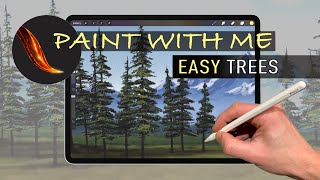 IPAD PAINTING TUTORIAL  Easy Pine Tree Painting in Procreate